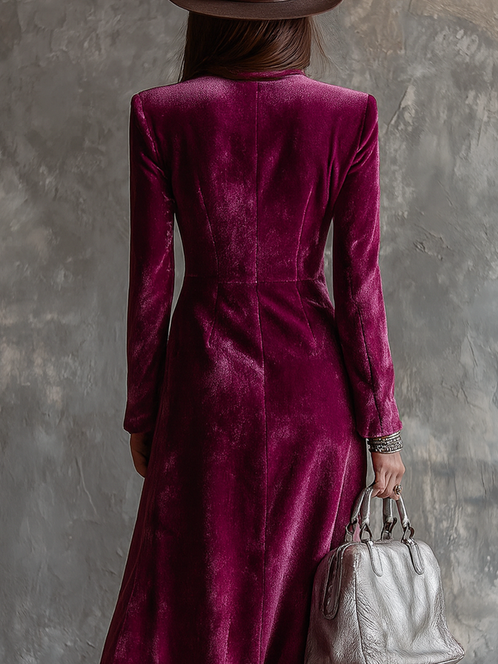 Blazer lungo in velluto vintage con bottoni