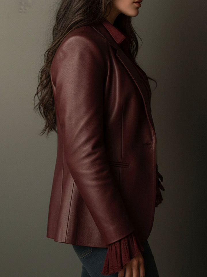 Blazer Vintage in Eco Pelle Borgogna