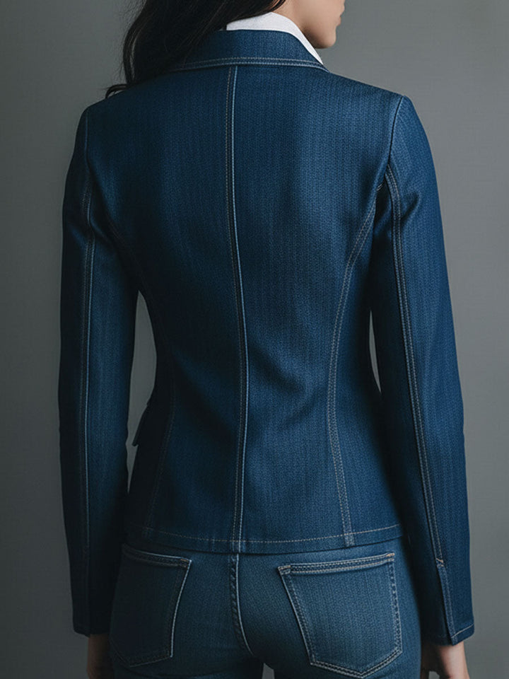 Giacca in Denim Classica Fitted con Tasche