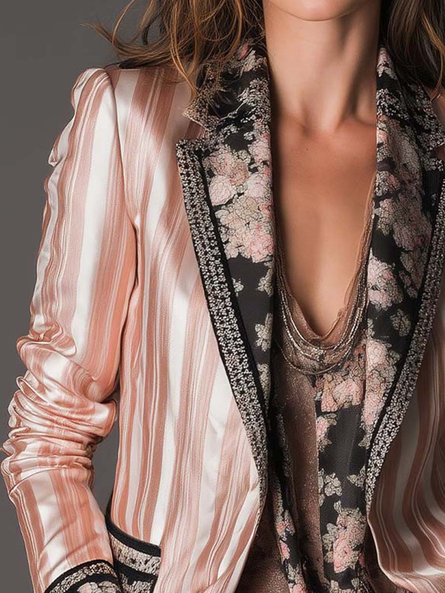 Blazer Sartoriale in Raso a Strisce Bohemien