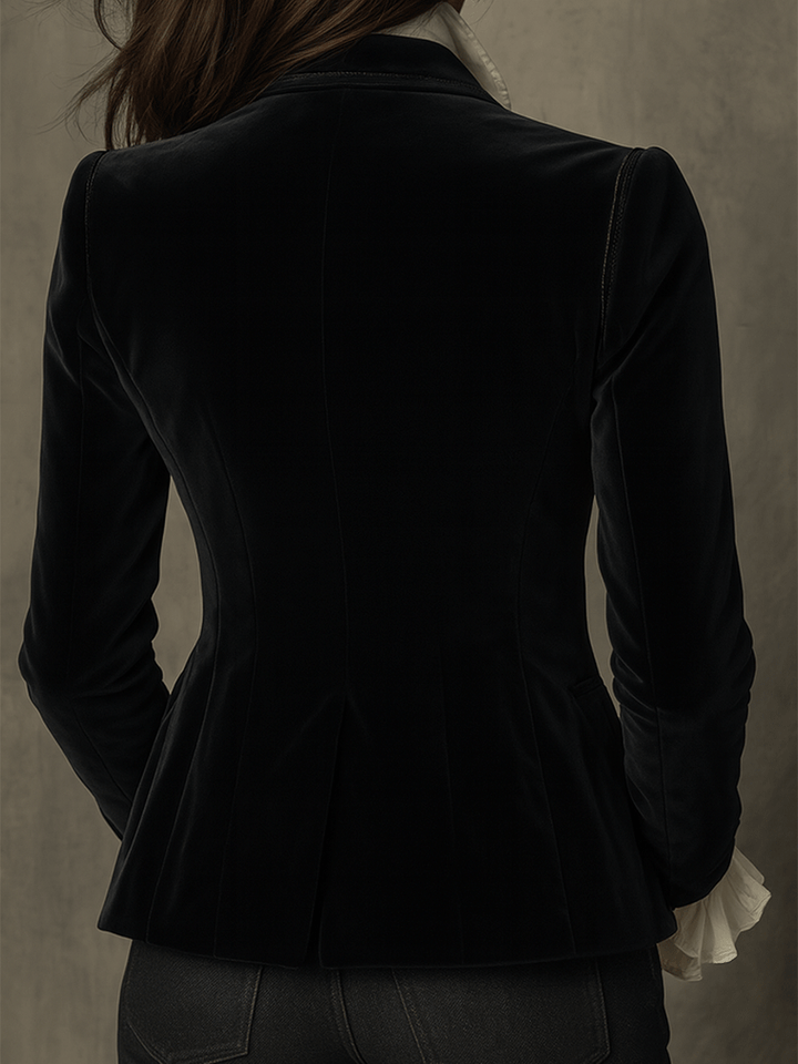 Elegant Black Velvet Embroidered Blazer