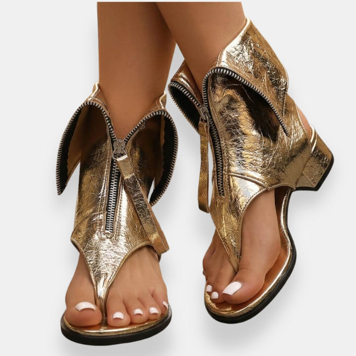 Dora | Sandali metallizzati con cerniera