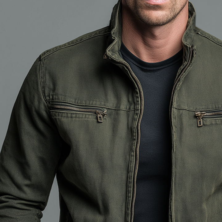 Enzo | Giacca vintage in cotone con chiusura a zip