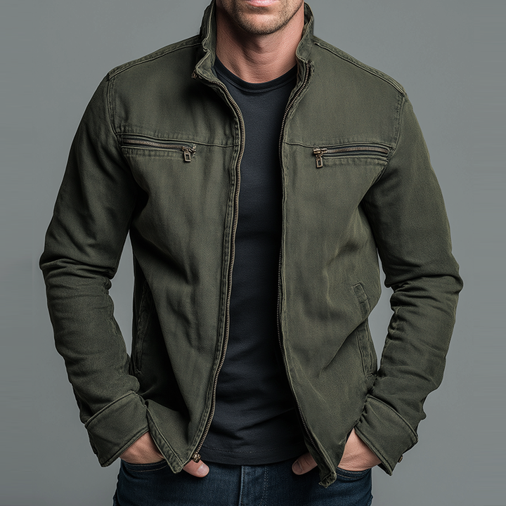 Enzo | Giacca vintage in cotone con chiusura a zip