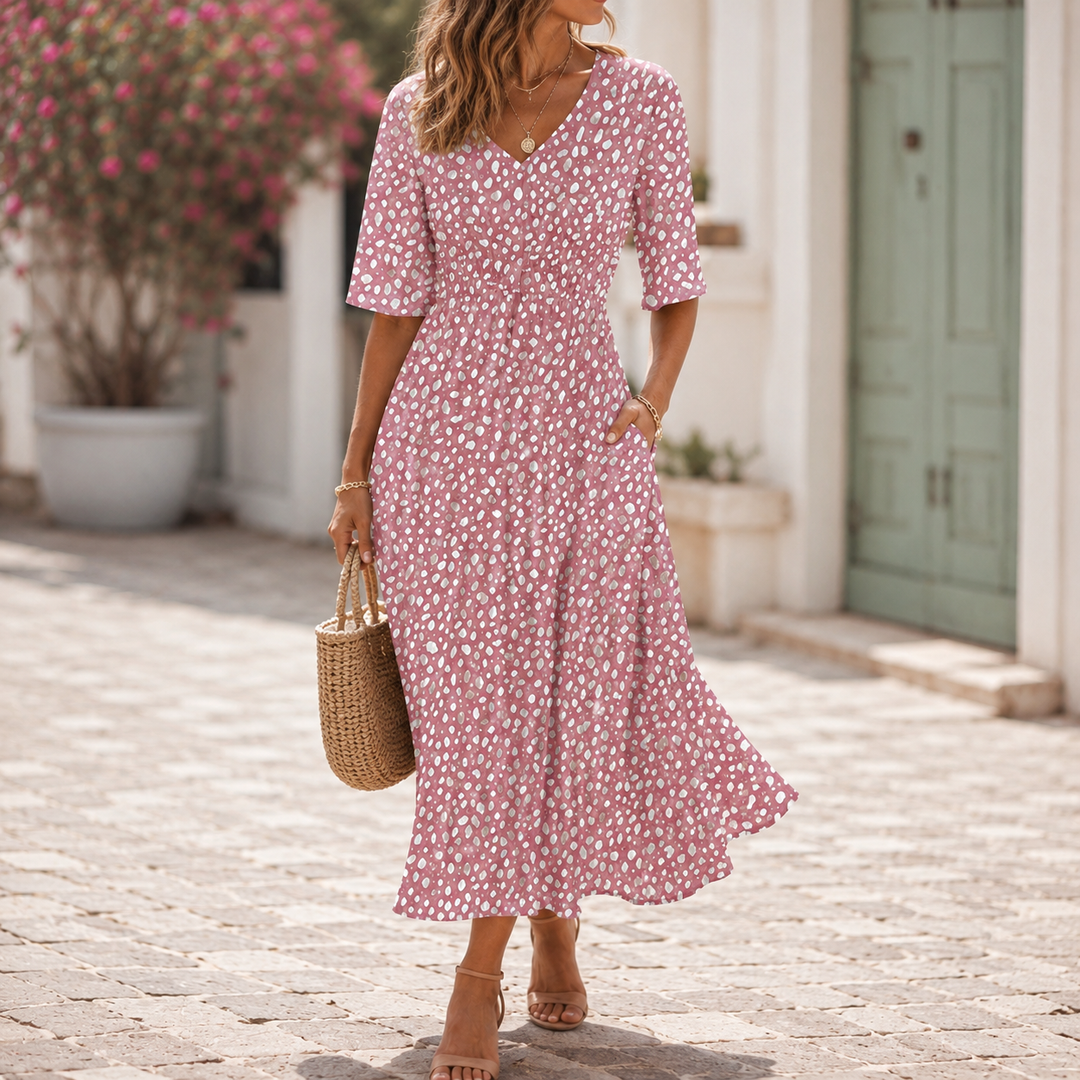 Elena™ | Elegante Abito Midi con Design che Valorizza la Silhouette