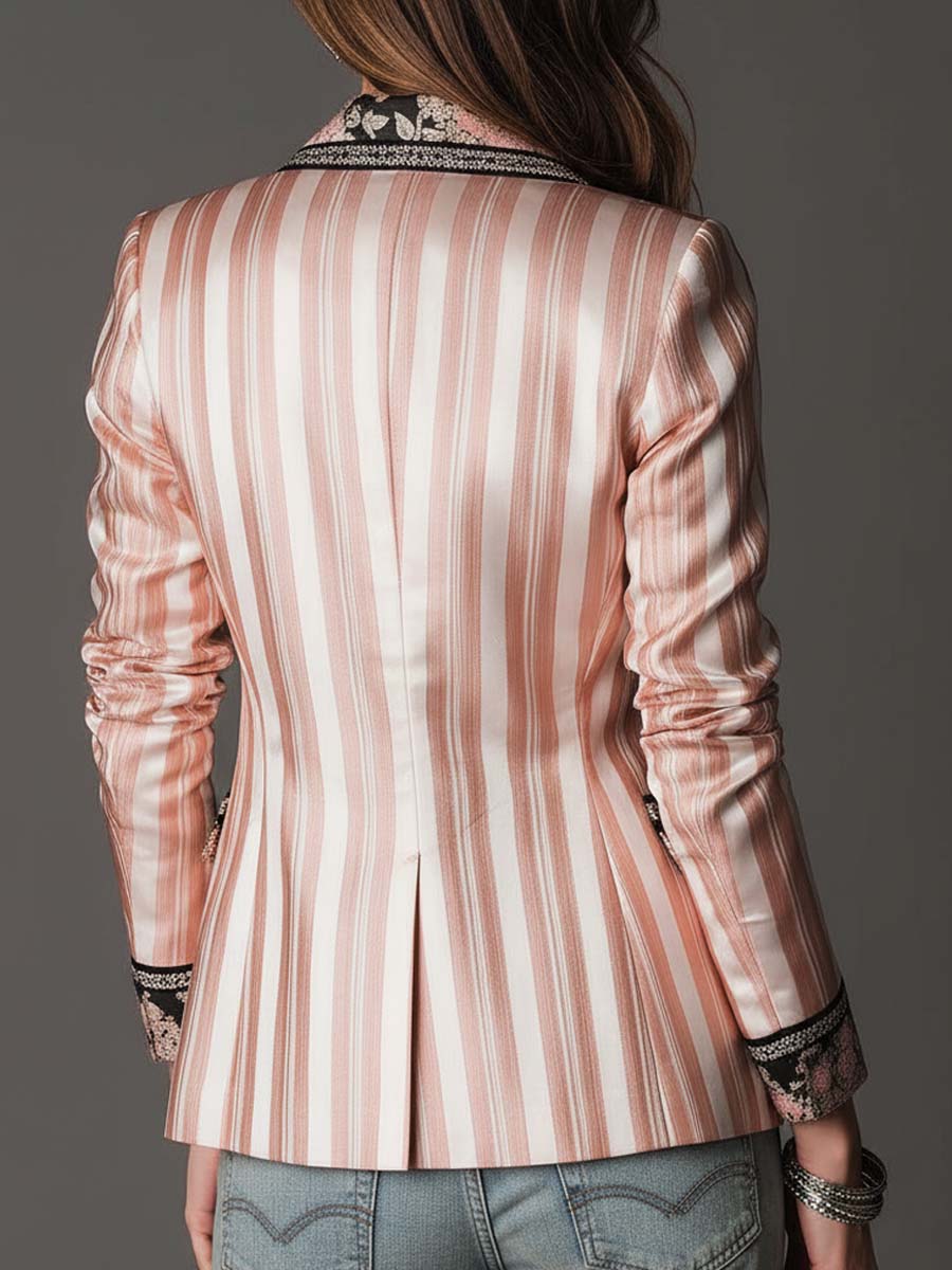 Blazer Sartoriale in Raso a Strisce Bohemien