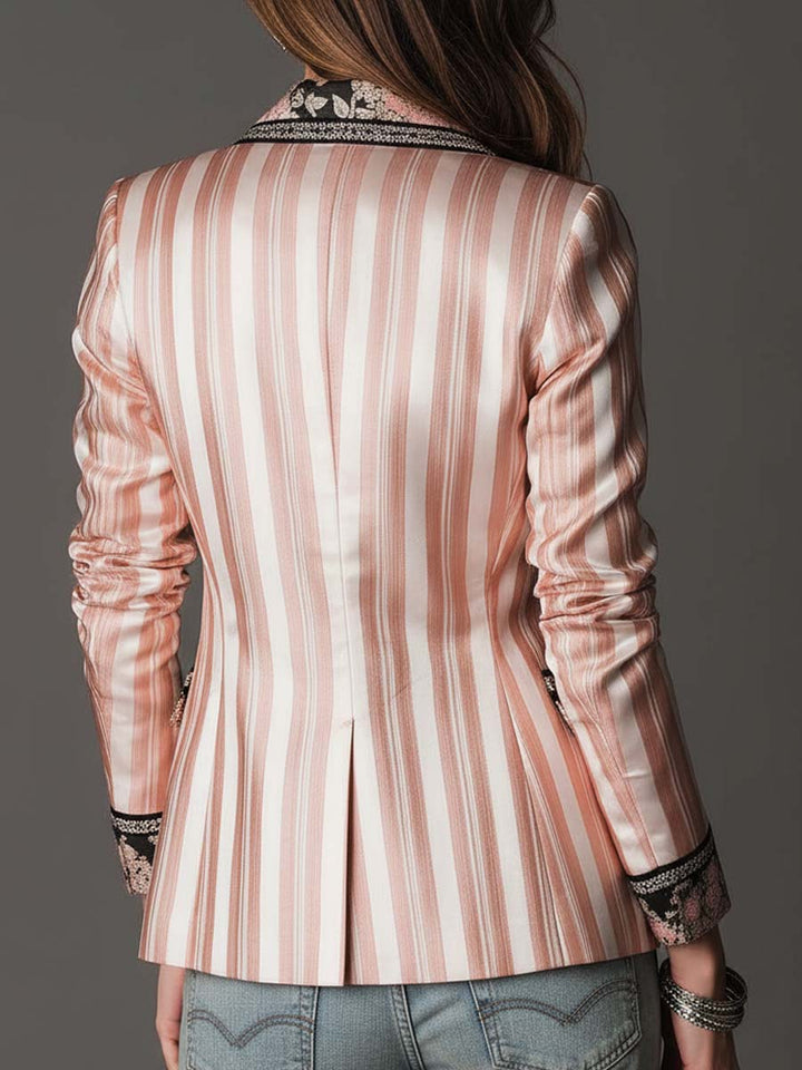 Blazer Sartoriale in Raso a Strisce Bohemien