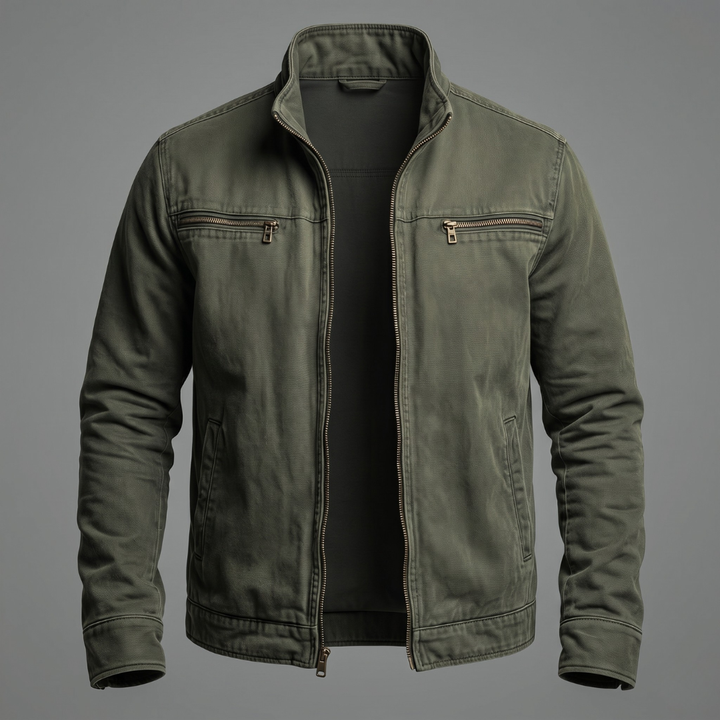 Enzo | Giacca vintage in cotone con chiusura a zip