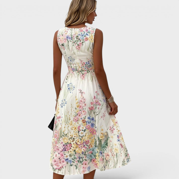 Martina™ | Abito midi floreale senza maniche