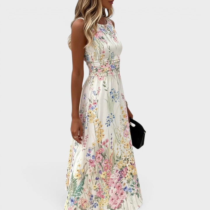 Martina™ | Abito midi floreale senza maniche