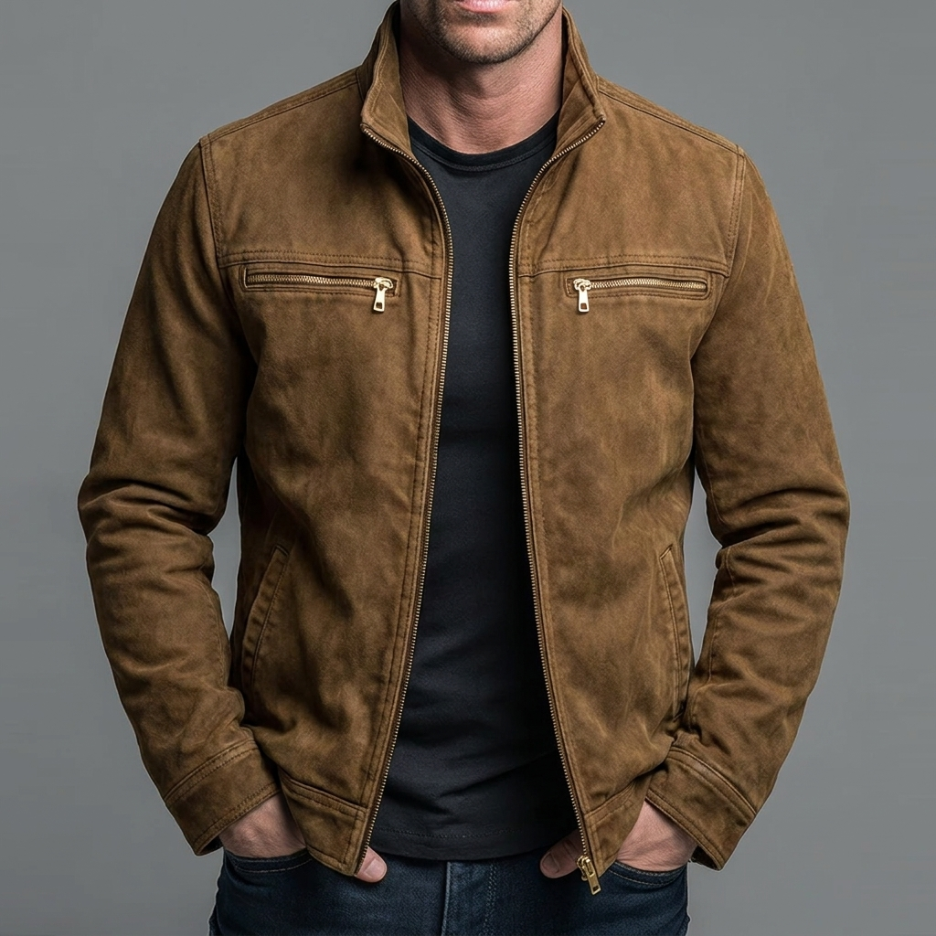 Enzo | Giacca vintage in cotone con chiusura a zip