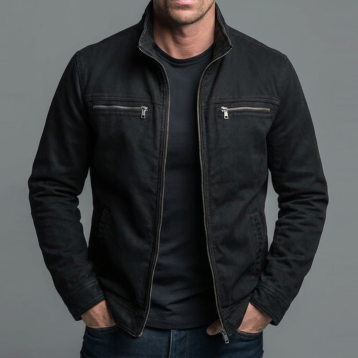 Enzo | Giacca vintage in cotone con chiusura a zip