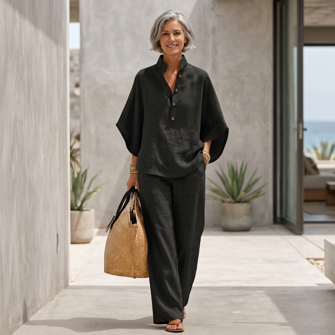 Giulia | Completo in lino con maniche a pipistrello