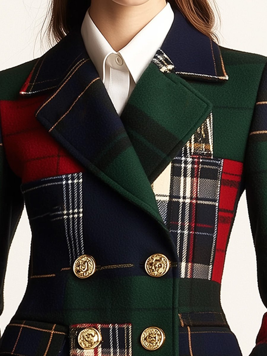 Blazer di Lana a Righe a Doppiopetto con Rever Casual