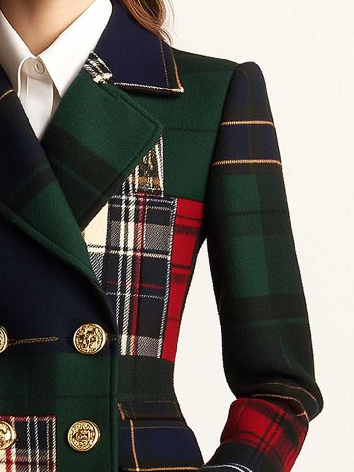 Blazer di Lana a Righe a Doppiopetto con Rever Casual